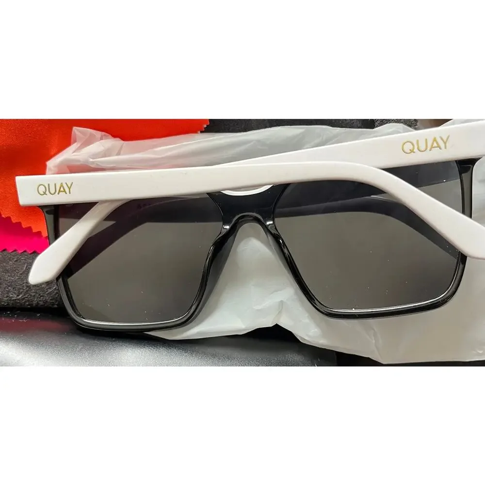 Quay Australia Level Up Oversized Square Sunglasses Black White NIB